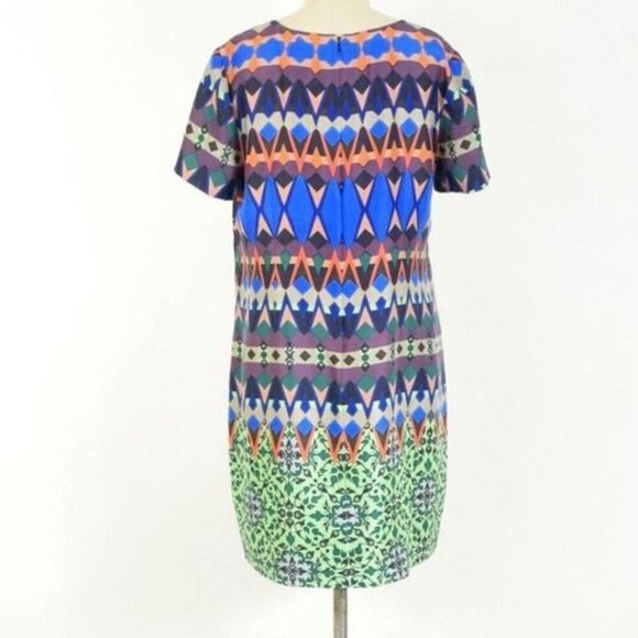 𝅺J. Crew Gemstone100% Silk Geometric Print Short Sleeve Mini Dress Size 00 - Picture 6 of 10